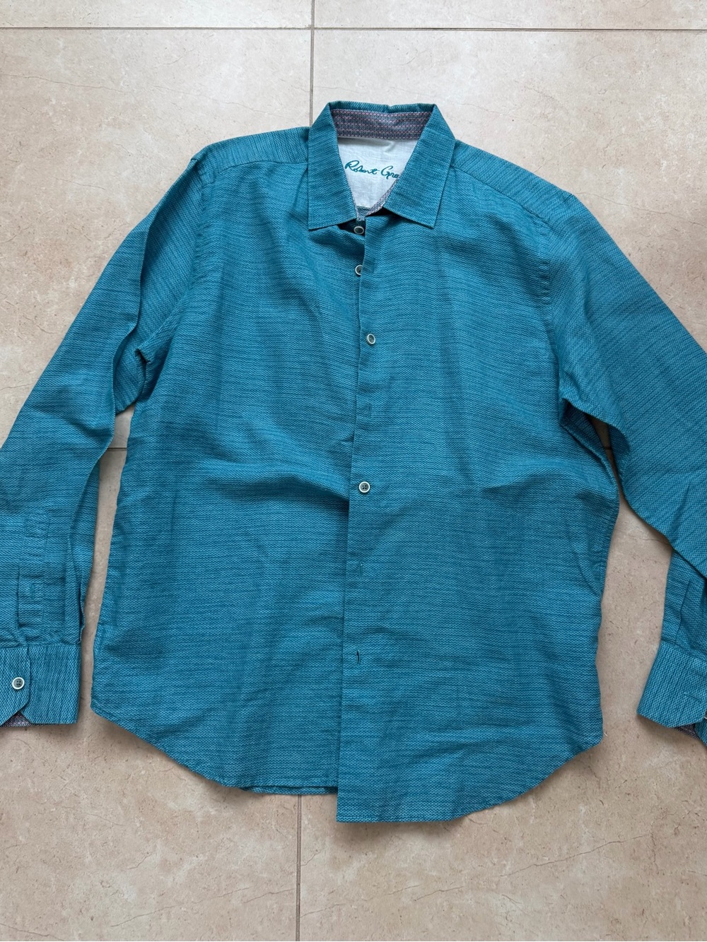 Blue Teal Men's Button-Up Shirt -